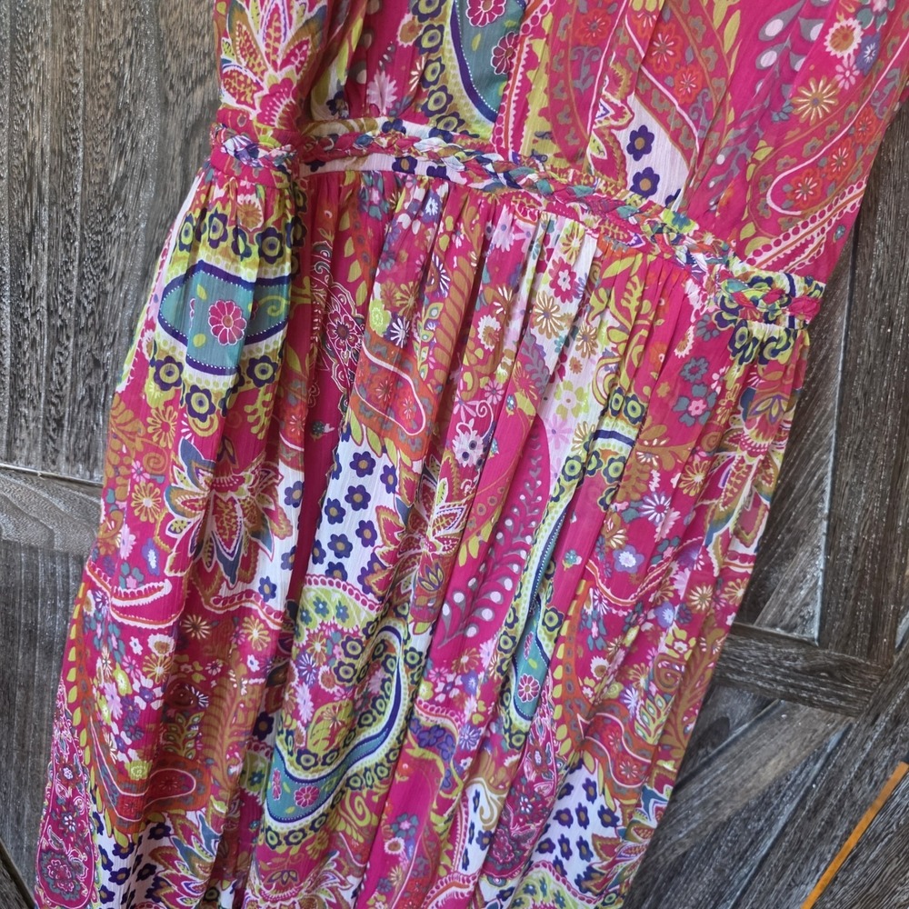 Taillissime Dress Womens Size 14W Hot Pink Floral Sleeveless Sundress Adjustable - Picture 3 of 8